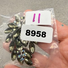 Vintage BroochSmoky Gray Marquise AB Rhinestones 2.5 Inches