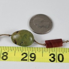 Vintage Green Opal And Carnelian Cord Necklace 21 In Hook Clasp