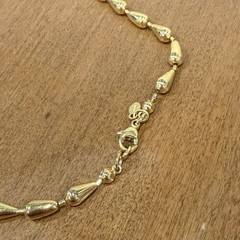 Vintage Monet Signed Necklace Tear Drop Raindrop Bead Chain Gold Tone Classic