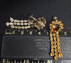 Vintage Chandelier Screw back Earrings Amber & Brown Apricot hues Gold Tone 45mm