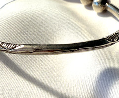 VINTAGE STERLING SILVER BANGLE WEST INDIES ISLAND BALL CUFF BRACELET 22g