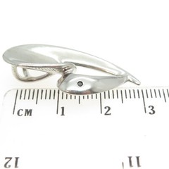 925 Sterling Silver Vintage Real Diamond Open Heart Modernist Slide Pendant