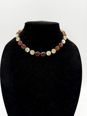 Vtg Fenichel Multicolor AB Cognac Brown Faceted Choker Necklace 11 mm