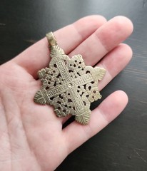 Antique Ethiopian Coptic Cross Pendant Silver Alloy Cross Pattée Toulouse