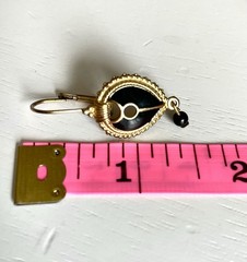 Vintage Edgar Berebi Black & Gold Enamel Earrings Art Deco Victorian Gothic Chic