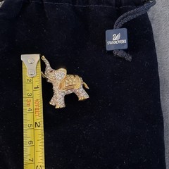 Swarovski Elephant Brooch in Goldtone w/Crystals