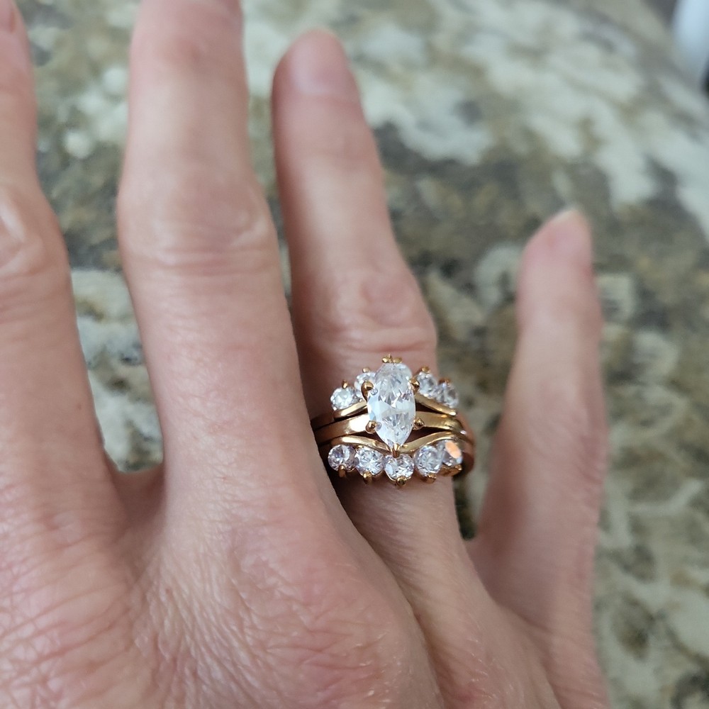Vintage 14k Gold Electroplated Cocktail Ring Size 8.5