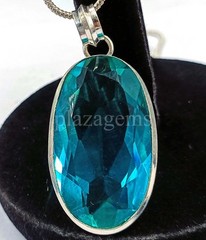 81.05 Carat Natural Blue Topaz Certified Oval 925 Solid Silver Pendant Gems 5ARZ