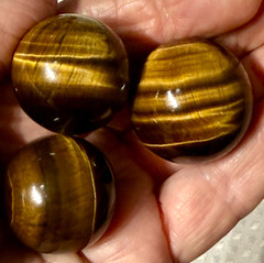 3 Tiger Eye Round Stones 27-30mm 29-38grams #625