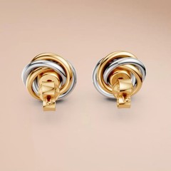 14K Two Tone Gold Lab Grown Diamond Classic Prong Set Minimalist Stud Earrings