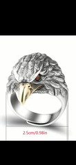 Vintage Eagle head adjustable ring gothic animal hip hop rock funky ring for men