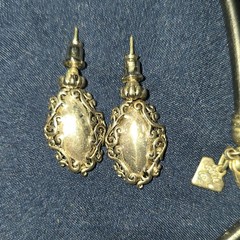 Vintage Cookie Lee Silver-Tone Collar Necklace & Drop Earrings Jewelry Set