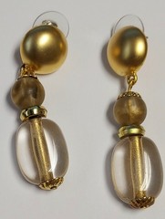 Vintage Beaded Station Necklace & Earrings JC Penny 90s Matte Gold Tone NOS
