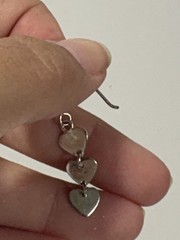 925 Sterling Silver Triple 3 Heart Dangle Drop Hook Earrings