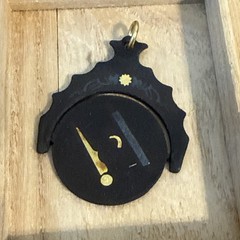 Vintage Amita Black Silver & Gold Damascene Masonic Spinner Fob Pendant / Tools