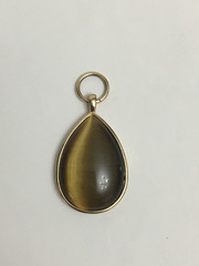 Tiger Eye Stone Pendant With Gold Tone