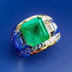 Original EARTH MINED EMERALD DIAMOND Engagement Ring Vintage Deco SOLID 18K GOLD