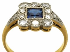 Art Deco Antique 2.80Ct Natural Sapphire Vintage Wedding Ring 14K Yellow Gold FN