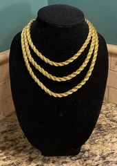 Signed VPH Valerie Peyton Horn 3 STRAND Gold Thread Twisted 17” Necklace