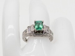 Estate $3400 1.52ct Natural Emerald VS G Diamond Platinum Ring Band 4g