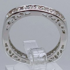 Vintage NOS Square CZ Simulated Diamond Eternity Band Ring Silver Tone Size 7