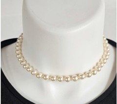 Vintage Cream Simulated Pearl Choker Necklace – Classic Filigree Clasp