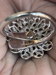 Vintage Sarah Coventry Ring Tiered Flower Clear & Dark Grey Rhinestones Silver