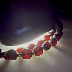 Fancy black cherry amber necklace with pendant 24.6g