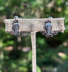 Vintage Beau Jewels Smoky Gray & Clear Rhinestone Clip On Earrings Silver Tone