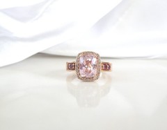 Rose Gold on Sterling Silver 925 Natural Irradiated Morganite Size 6 Ring