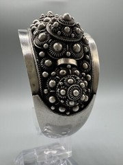 Vintage Antique Signed 980 Silver Wide 45mm Cuff Bracelet 6.5” Handmade