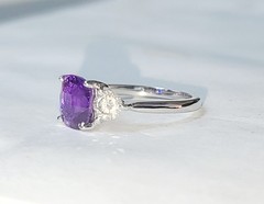 14K White Gold Engagement Ring 2.51CT.Natural Purple Sapphire Cushion GIA Cert
