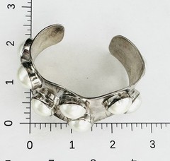 Mexico Southwest Sterling Silver Bracelet Pearl 925 Vintage Signed Modernist 77g