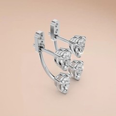 Front Back Drop Jacket Earrings Pear Cut Lab Grown Diamond Prong Setting