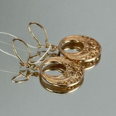 Very Rare USSR Vintage 14K 583 Rose Gold Openwork Dangle Earrings 5,35 g.