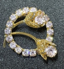Stunning Purple Pink Rhinestone Brooch Pin With Matching Clip-on Earrings Set