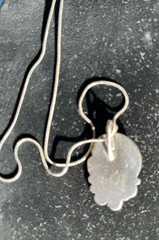 VTG Sterling Navajo Shadowbox One Feather Jasper Pendant Necklace Signed Larry W