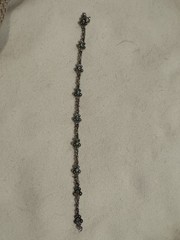 Vintage Silver Plate? and Faceted Blue Rhinestone 8.5” Bracelet