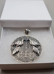 925 Sterling Silver Indonesia GEMALA JEWELRY Love Birds Filigree Pendant 14.5 Gr