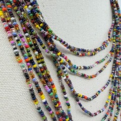 Boho Multi Strand Seed Bead Necklace & Bracelet Set Colorful Layering Festival