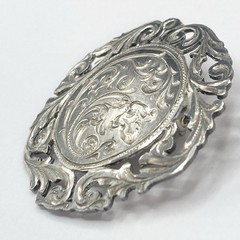 9.2 Grams Antique Art Nouveau 935 Sterling Silver Floral Flower Brooch Pin