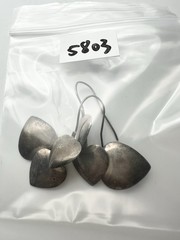 Sterling Silver Vintage Triple Heart Overlap Dangle Earrings