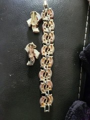 Vintage Thermoset Pink Bracelet And Earring Set