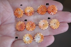 12MM Orange MOP Carved Flower Jackets For Stud Earrings Use With Any Studs