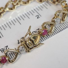 Sterling Ruby Open Heart Tennis Bracelet gold vermeil two tone Ross Simons