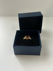 Vintage Red Cubic Zirconia Ring Gold Plated Womens Size 9