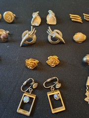 Vintage Lot of 10 Gold and Silver Tone CLIP-ON and Screw Back Earrings Lot J21