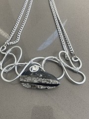 VTG Handmade Orthoceras Fossil Pendant Necklace Belt By Jeff Lieb Wearable Art