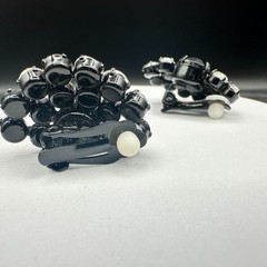 Vintage Black Rhinestone Cluster Earrings Glam Retro Statement