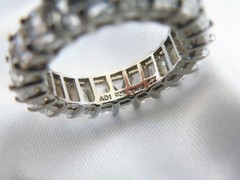 Vintage Sterling Silver 925 Emerald Cut Cubic Zirconia Eternity Band Ring Size 6